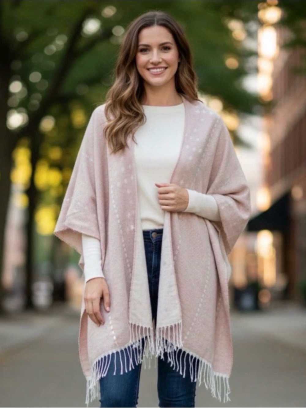 Gentle Fawn Blush Fringe Wrap